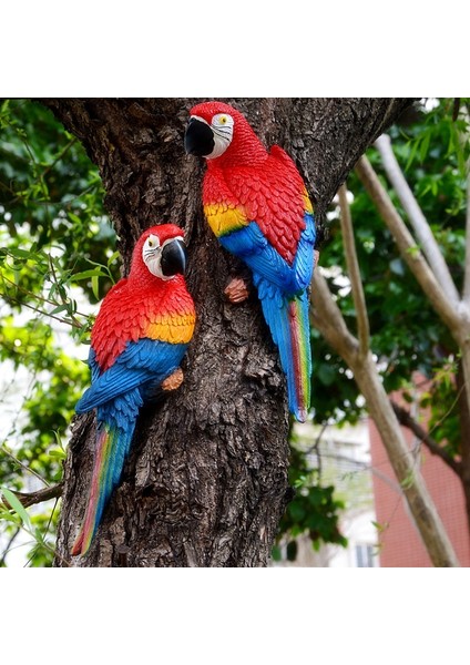 Mavi-Sağ Stili Reçine Papağan Heykeli Duvara Monte Dıy Açık Bahçe Ağacı Dekorasyon Hayvan Heykel Ev Ofis Bahçe Dekor Süsleme (Yurt Dışından) indirimleri
