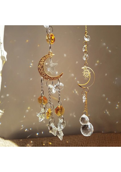 Luoditong Shop Suncatcher M0769 Stili Ay Güneş Yakalayıcı Bahçe Düğün Dekorasyon Pencere Gökkuşağı Yapıcı Ev Dekorasyonu Asılı Kristal Prizma Suncatcher Noel Hediyesi (Yurt Dışından)