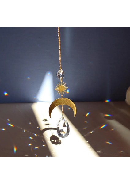 No.7 Tarzı 1 Adet Asılı Işık Yakalayıcı Kristal Açık Bahçe Ay Güneş Kalp Topu Rüzgar Çanı Kolye Ev Balkon Gökkuşağı Yapıcı Dekor Hediye (Yurt Dışından)