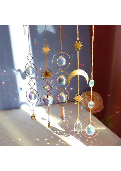 No.7 Tarzı 1 Adet Asılı Işık Yakalayıcı Kristal Açık Bahçe Ay Güneş Kalp Topu Rüzgar Çanı Kolye Ev Balkon Gökkuşağı Yapıcı Dekor Hediye (Yurt Dışından) fiyatları