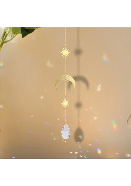 No.7 Tarzı 1 Adet Asılı Işık Yakalayıcı Kristal Açık Bahçe Ay Güneş Kalp Topu Rüzgar Çanı Kolye Ev Balkon Gökkuşağı Yapıcı Dekor Hediye (Yurt Dışından) modelleri