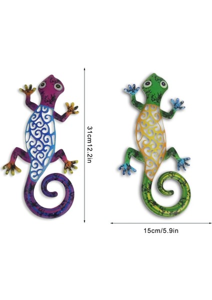 2 Adet Mor Yeşil Stil Metal Gecko Duvar Dekoru Gecko Sanat Zanaat Heykeller Kertenkele Açık Arka Bahçe Sundurma Çim Çit Bahçe Duvar Dekorasyonu (Yurt Dışından) fiyatları