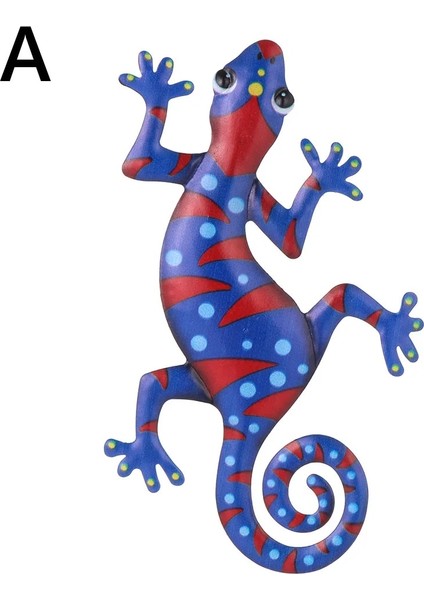 Bir Stil 1 Adet Renkli Asılı Metal Gecko Duvar Dekoru Sanat Zanaat Heykeller Bahçe Arka Bahçe Oturma Odası Yatak Odası Kapalı Açık Dekor (Yurt Dışından)