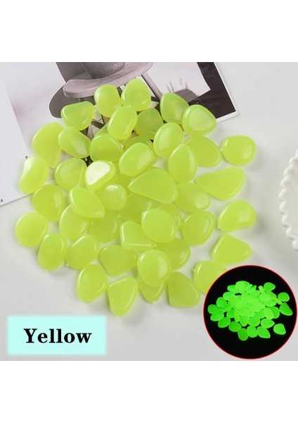 Sarı Stil 100 Adet 50 Lot Aydınlık Çakıl Taşları Karanlıkta Glow Bahçe Süsleri Taş Yürüyüş Yolları Bahçe Yolu Veranda Çim Yard Dekor (Yurt Dışından)