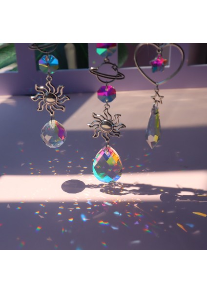 No.19 Tarzı Kristal Rüzgar Çanı Ay Güneş Yakalayıcı Elmas Prizmalar Kolye Dream Catcher Gökkuşağı Avcısı Asılı Damla Ev Bahçe Dekor Rüzgar Çanı (Yurt Dışından)