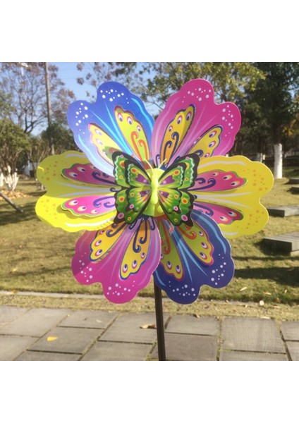 3D Kelebek Renkli Yel Değirmeni Rüzgar Whirligig Yard Bahçe Dekor Çocuk Oyuncak (Yurt Dışından)