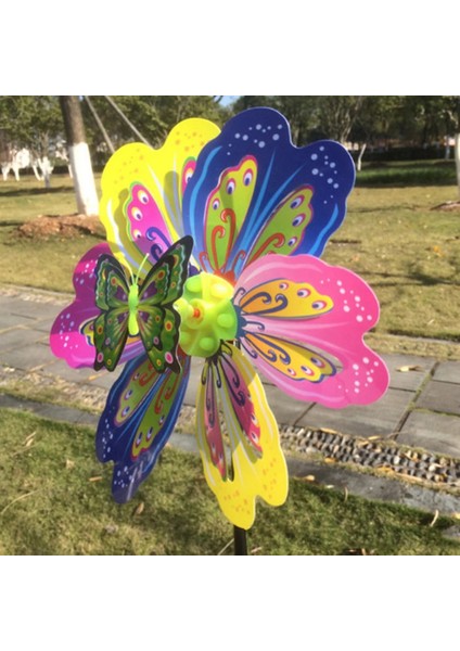 3D Kelebek Renkli Yel Değirmeni Rüzgar Whirligig Yard Bahçe Dekor Çocuk Oyuncak (Yurt Dışından)