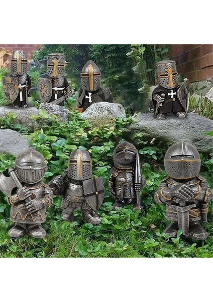 Ayakta Koruma Stili 15CM Şövalye Gnome Muhafız Ortaçağ Kılıç Savaşçı Reçine Süsler Cüce Asker Ev Yard Dekorasyon Masaüstü Süsler Bahçe Heykeli (Yurt Dışından)
