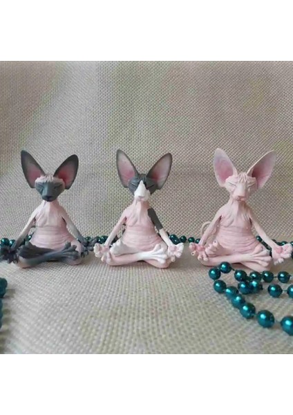 E Stili 8cm Meditasyon Kedisi Kaprisli Buda Sphynx Kedi Heykelcik Meditasyon Yoga Mutlu Kedi Duvar Süsü Heykeller Açık Bahçe Heykelleri Figürler Déco Jardin (Yurt Dışından)