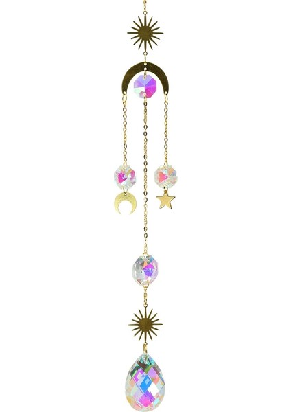No.4 Tarzı Ay Gökkuşağı Kristal Asılı Prizma Süsleme Rüzgar Çanı Ev Bahçe Veranda Sundurma Dekorasyon Kristal Rüzgar Çanları Kolye (Yurt Dışından)