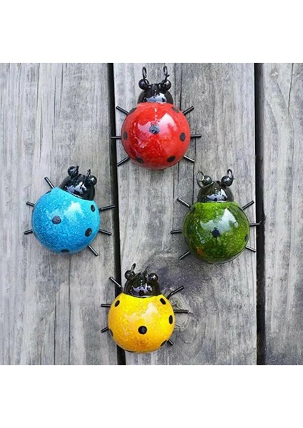 Sarı Stil Mini Metal Uğur Böceği Böceği Çit Askı Duvar Asılı Heykel Süs Veranda Bahçe Dekor Ev Açık Heykeli Heykelcik A1T7 (Yurt Dışından)