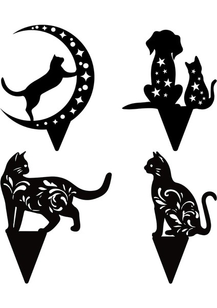 No.11 Stili Oymalı Simülasyon Siyah Kedi Köpekler Ekleme Kartı Bahçe Sanatı Süsleme Akrilik Kedi Siluet Kazık Heykel Açık Bahçe Dekoru (Yurt Dışından) modelleri