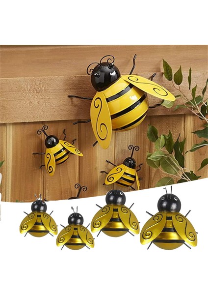 H-1 Adet Tarzı Mutlu Arı Günü Bahçe Dekorasyon Böcek Heykeli Kırsal Tarzı Metal Bumble Bee Uğur Böceği Dış Duvar Heykelleri Çit Süsleme (Yurt Dışından)