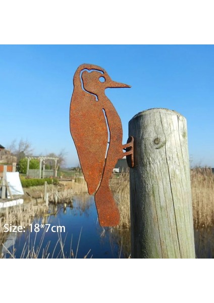 Ağaçkakan Tarzı Paslı Metal Kuş Siluetleri Bahçe Çit Dekoru Ağaçkakan Robin Steel Country Yard Art (Yurt Dışından)