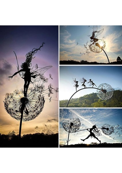 P16 Stili Tuin Decoratieve Staak En En Paardenbloemen Dans Samen Metalen Tuin Yard Art Decor Gazon Landschap Sculptuur Decor (Yurt Dışından) fırsatları