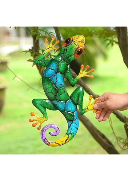 Yeşil Stil Metal Gecko Yard Bahçe Dekorasyon Açık Heykeller Ev-Bahçe Duvar Dekoru Minyatür Aksesuarlar Heykel Kertenkele Süsler Peri (Yurt Dışından) fiyatları