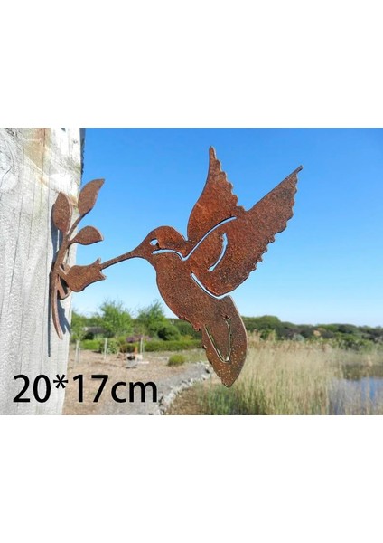 Altın Tarzı Paslı Metal Kuş Siluetleri Bahçe Çit Dekoru Ağaçkakan Robin Steel Country Yard Art (Yurt Dışından)