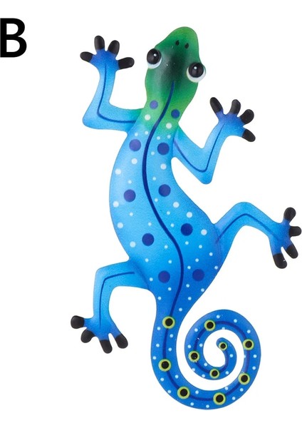 B Tarzı Metal Gecko Sanat Açık Bahçe Arka Bahçe Metal Hayvan Dekorasyon Hediye Ev Deco Bahçe Mikro Peyzaj Asılı Dekorasyon (Yurt Dışından)