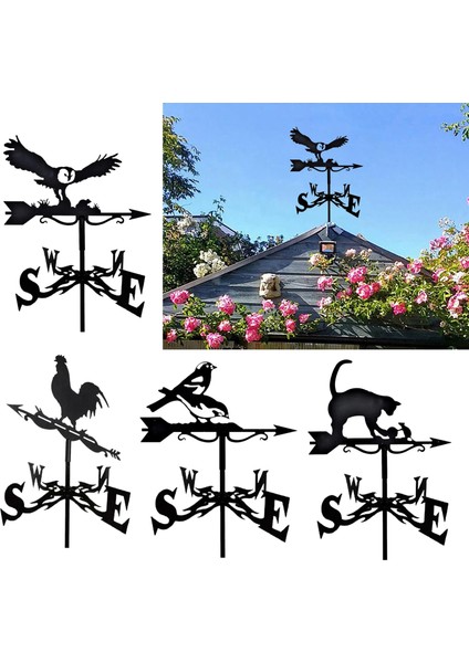 Kedi ve Sıçan Stili Metal Rüzgar Gülü Dekoratif Rüzgar Yön Göstergesi Bahçe Rüzgar Gülü Klasik Çatı Rüzgar Gülü Montaj Braketli (Yurt Dışından) modelleri