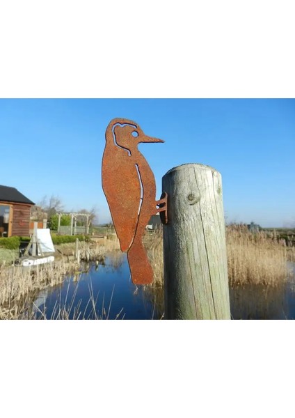 Bushtit Tarzı Paslı Metal Kuş Siluetleri Bahçe Çit Dekoru Ağaçkakan Robin Steel Country Yard Art (Yurt Dışından) modelleri