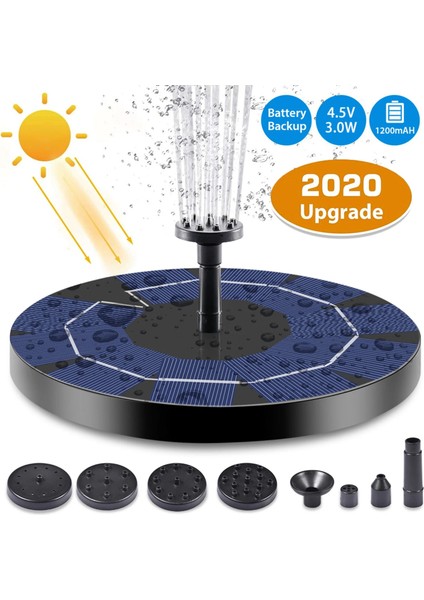 4.5V 3.0W 180MM Stili 4 Nozullar Mini Güneş Enerjisi Su Çeşmesi Pompası Kuş Banyosu Çeşmesi Serbest Daimi Güneş Paneli Kiti Su Yüzen Bahçe Dekoru (Yurt Dışından)