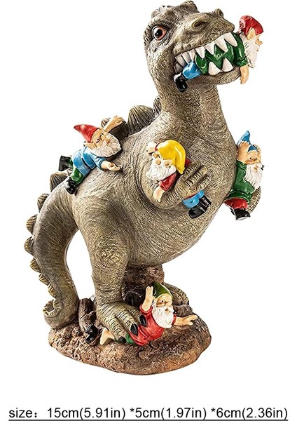 S Tarzı Reçine Dinozor Cüce Heykelcik Heykeli Komik Dinozor Yeme Gnome Heykeli Karikatür Heykel Açık Bahçe Süs Ev Dekor Için (Yurt Dışından)