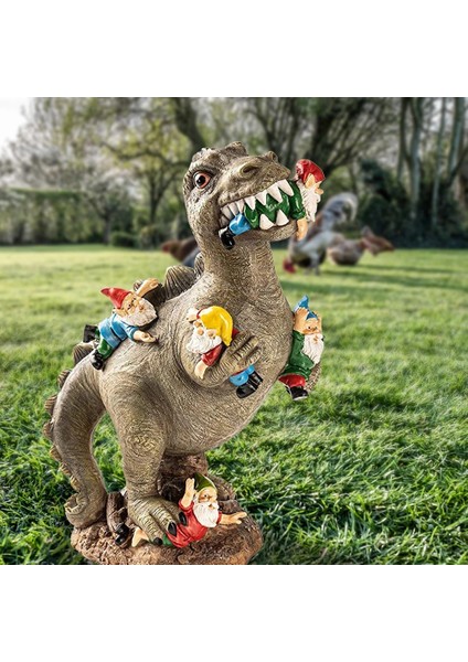 S Tarzı Reçine Dinozor Cüce Heykelcik Heykeli Komik Dinozor Yeme Gnome Heykeli Karikatür Heykel Açık Bahçe Süs Ev Dekor Için (Yurt Dışından)