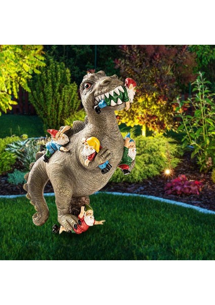 S Tarzı Reçine Dinozor Cüce Heykelcik Heykeli Komik Dinozor Yeme Gnome Heykeli Karikatür Heykel Açık Bahçe Süs Ev Dekor Için (Yurt Dışından)