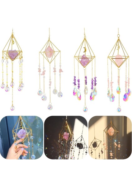 Kristal Prizmalar 02 Stili Kristal Windchime Süsleme Parlak Ay Kolye Güneş Yakalayıcılar Asılı Doğal Taş Gökkuşağı Yapıcı Açık Bahçe Pencere Ev Dekor (Yurt Dışından)