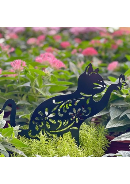 No.3 Tarzı Kedi Şekli Şekil Zemin Ekle Dekor Siyah Yavru Kedi Siluet Bahisler Açık Dekor Için Metal Hollow Kedi Şekli Heykeli Bahçe Dekor (Yurt Dışından) fiyatları