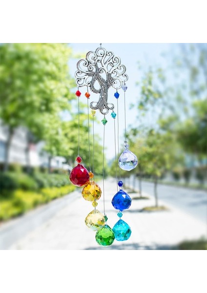 Renk 4 Tarzı H & D 7 Stilleri Çakra Hayat Ağacı Suncatcher Gökkuşağı Yapıcı Kristal Prizmalar Damlalar Pencere Asılı Kolye Güneş Chaser Ev Dekor Için (Yurt Dışından) modelleri