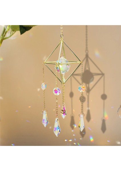O Tarzı Kristal Sunburst Güneş Işığı Yakalayıcı Asılı Modern Yıldız Ay Prizma Prizmatik Sanat El Yapımı Kolye Pencere Araba Odası Dekor (Yurt Dışından) fırsatları