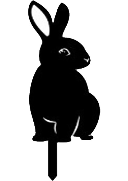 D Stili Sanat Tavşan Metal Heykeli Peg 2d Tavşan Figürü Zemin Yard Dekor Hediye Için Ekle Dekor Hediye Malikane Çim Siyah Bahçe Dekorasyon (Yurt Dışından)