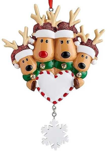 C Stili Kişiselleştirilmiş Ren Geyiği Ailesi Yılbaşı Ağacı Süsü Sevimli Geyik Tatili Kış Hediyesi Noel Aile Süsü (Yurt Dışından)