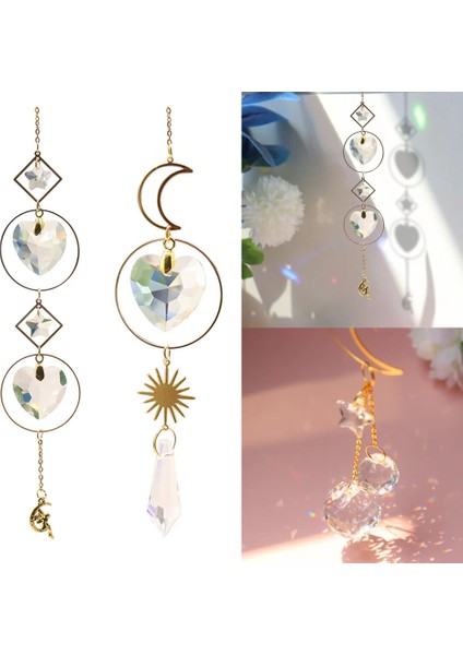 B Tarzı Kristal Güneş Yakalayıcılar Prizmalar Asılı Gökkuşağı Chaser Aşk Yıldız Ay Pencere Perdeleri Için Kolye Ev Bahçe Araba Lambası Dekor Hediyeler (Yurt Dışından)