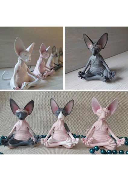 E Stili x Kaprisli Buda Kedi Heykelcik x Meditasyon Kedi Meditasyon Sanat Heykeller Açık Bahçe Heykelleri Figürler Yoga (Yurt Dışından)