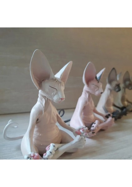 E Stili x Kaprisli Buda Kedi Heykelcik x Meditasyon Kedi Meditasyon Sanat Heykeller Açık Bahçe Heykelleri Figürler Yoga (Yurt Dışından)