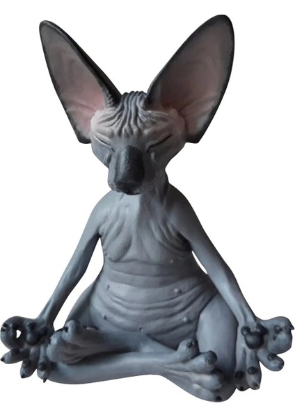 E Stili x Kaprisli Buda Kedi Heykelcik x Meditasyon Kedi Meditasyon Sanat Heykeller Açık Bahçe Heykelleri Figürler Yoga (Yurt Dışından)