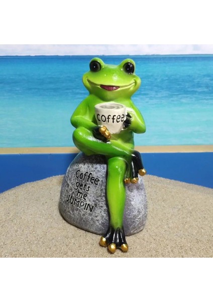 Mavi Stil 40%hotahayvan Tasarım Heykel Yeşil Oturan Kurbağa Içme Kahve Taş Bahçe Heykeli Ev Dekorasyonu Için (Yurt Dışından) fiyatları