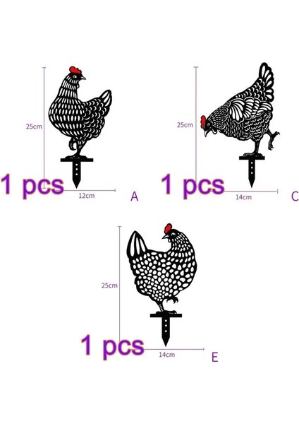 07-3 Adet Tarzı Lawken Dekorasyon Akrilik Çiftlik Hayvanı Tavuk Ev Açık Veranda Bahçe Zemin Dekorasyon Bahçe Dekorasyon Işaretleri (Yurt Dışından)