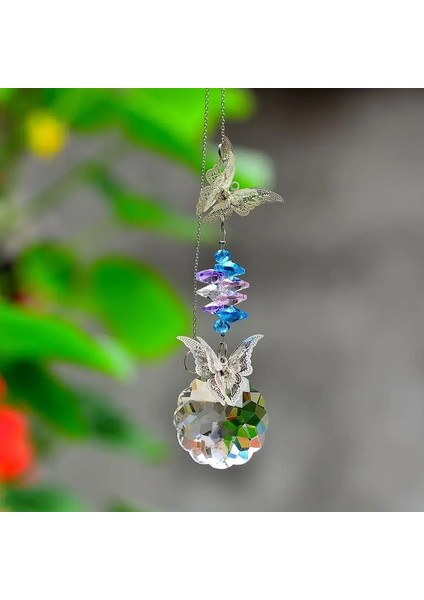 Hafif Mavi Çiçek Stili 30CM Kristal Güneş Yakalayıcılar Kelebek Güneş Yakalayıcılar Pencere Gökkuşağı Koleksiyonu Asılı Kristal Süsleme Pencere Prizmalar Dekorasyon Kainai (Yurt Dışından)