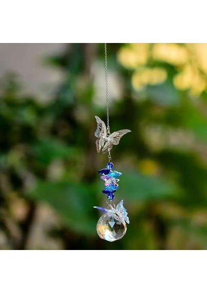 Hafif Mavi Çiçek Stili 30CM Kristal Güneş Yakalayıcılar Kelebek Güneş Yakalayıcılar Pencere Gökkuşağı Koleksiyonu Asılı Kristal Süsleme Pencere Prizmalar Dekorasyon Kainai (Yurt Dışından) modelleri