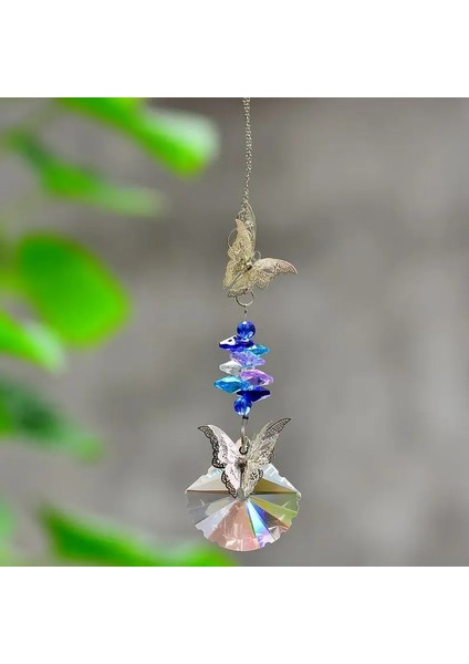 Hafif Mavi Çiçek Stili 30CM Kristal Güneş Yakalayıcılar Kelebek Güneş Yakalayıcılar Pencere Gökkuşağı Koleksiyonu Asılı Kristal Süsleme Pencere Prizmalar Dekorasyon Kainai (Yurt Dışından) fırsatları
