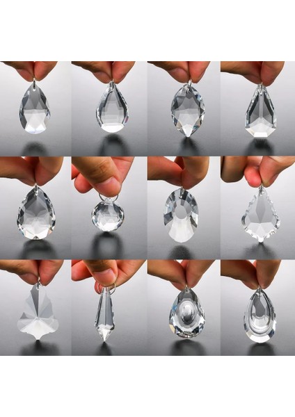 24'lü H&d Paketi Şeffaf Kristal Suncatcher Avize Aydınlatma Damlaları Kolye Topları Prizmalar Asılı Cam Prizmalar Parçaları Ev Dekorasyonu (Yurt Dışından) modelleri