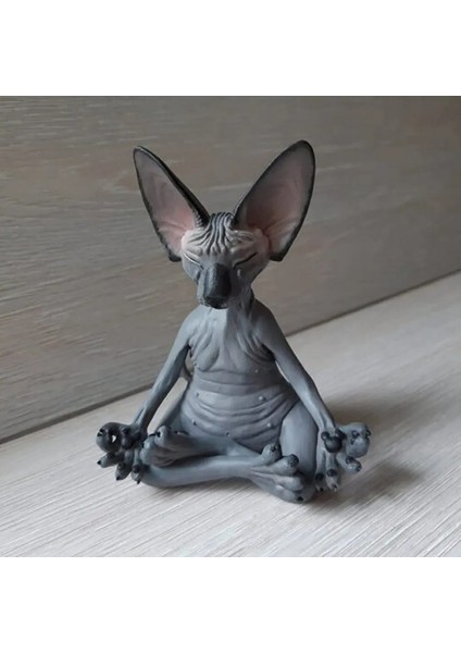 1 Stili Yazın Yeni Kedi Heykelcik Sphynx Meditasyon Heykeli Yoga Hayvan Kedi Meditasyon Sanat Heykel Mikro Dekorasyon Bahçe Ev Ofis Süsleme (Yurt Dışından)