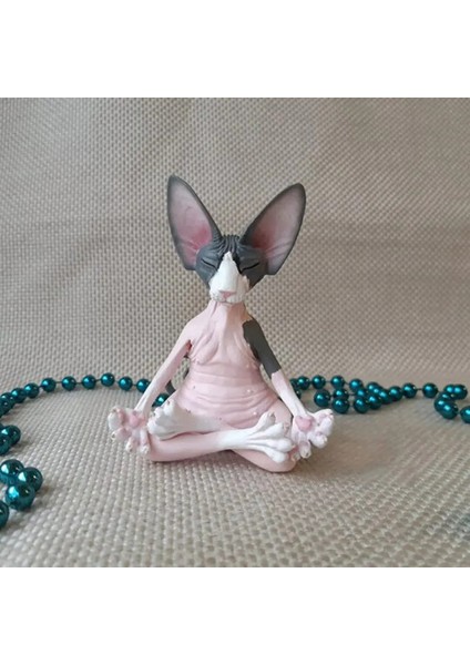 1 Stili Yazın Yeni Kedi Heykelcik Sphynx Meditasyon Heykeli Yoga Hayvan Kedi Meditasyon Sanat Heykel Mikro Dekorasyon Bahçe Ev Ofis Süsleme (Yurt Dışından)