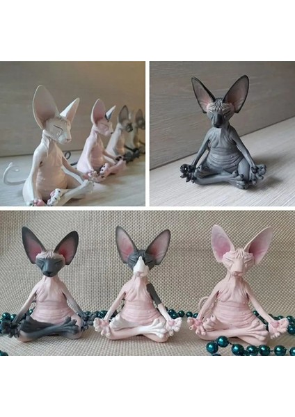 1 Stili Yazın Yeni Kedi Heykelcik Sphynx Meditasyon Heykeli Yoga Hayvan Kedi Meditasyon Sanat Heykel Mikro Dekorasyon Bahçe Ev Ofis Süsleme (Yurt Dışından)