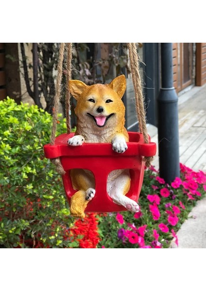Shiba Inu Stili Yaratıcı Sevimli Kedi Köpek Tavşan Reçine Yalan Gnome Kurbağa Heykeli Bahçe Ağaç Üzerinde Asmak Dekoratif Kolye Kapalı Açık Dekor Süsleme (Yurt Dışından)