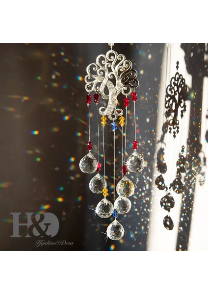 H & D Kristal Hayat Ağacı Güneş Yakalayıcılar Gökkuşağı Yapıcı Asılı Kristal Top Kolye Ev Bahçe Sundurma Pencere Dekor Için Noel Hediyesi (Yurt Dışından)