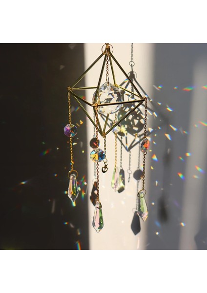 U Tarzı Suncatcher Kristal Rüzgar Çanı Yıldız Ay Güneş Yakalayıcılar Rüzgar Çanları Kaplama Renkli Boncuklar Bahçe Dekoru El Sanatları Için Asılı Damla (Yurt Dışından)